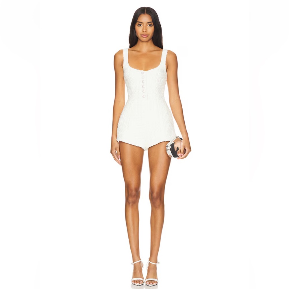 LOVERS AND FRIENDS Tweed Josephine Romper in White